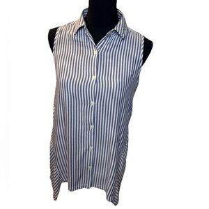 Max Studio Women's Asymmetrical Lavender & White Sleeveless Striped Shirt, XS